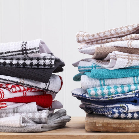 T-FAL Premium Waffle Dish Cloths, 100% Cotton, 12"x13", 4-Pack, Neutral