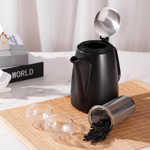 32 oz Ceramic Teapot with Infuser, Loose Leaf Tea Pot Ceramic with Removable Stainless Steel Infuser, Mess-Free Loose
