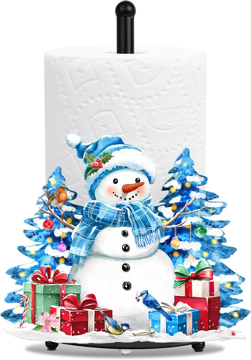 LXXTK Snowman Paper Towel Holder Christmas Kitchen and Bathroom Countertop Decor Waterproof Metal