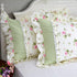 FADFAY Farmhouse Style Pillowcases, Pink Rosetta Printed Gold with Green Plaid, 100% Cotton Vintage Lace Ruffles