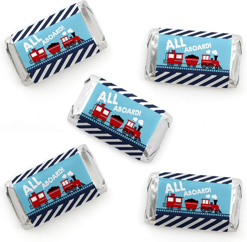 Big Dot of Happiness Railroad Party Crossing - Mini Candy Bar Wrapper