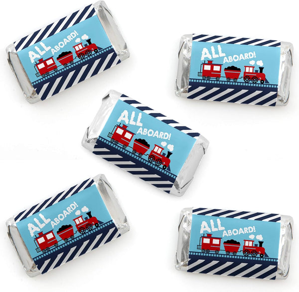 Big Dot of Happiness Railroad Party Crossing - Mini Candy Bar Wrapper