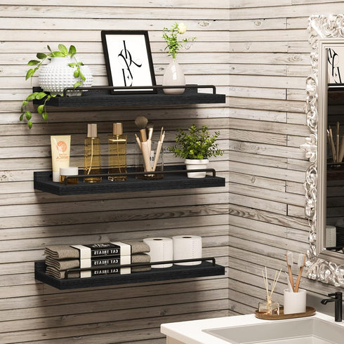 Set 3) RYOFOBETTO Floating Shelves for Wall Decor Bathroom Shelves Over Toilet, Farmhouse Wall Shelves for Living Room