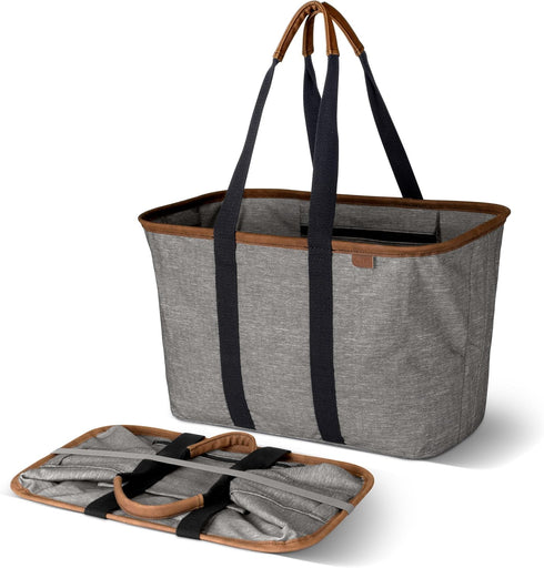 CleverMade Collapsible LUXE Tote - Reusable Grocery Shopping Storage Bag Organizer w/Handles