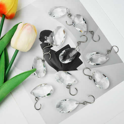 10pcs 38mm Crystal Sun Catcher, Hanging Clear Teardrops Chandelier Crystals Parts Prisms Pendants with Hook for Windows