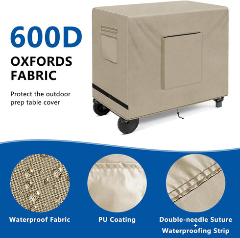 52 Inch 600D SIRUITON Outdoor Bar Cart Cover for BBQ Food Prep Table, Heavy Duty Oxford Fabric Outdoor Dining