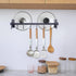 Dseap Pot Rack - Pots and Pans Hanging Rack Rail with 8 Hooks, Wall Mounted Kitchen Pot Hangers, Black
