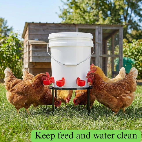 2 Pack Cedilis Chicken Feeder Stand, Heavy Duty Iron Stand for Chicken Coop Poultry Feeder and Waterer Buckets Indoor