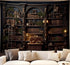 Medieval Bookshelf Tapestry Vintage Bookcase Library Backdrop Old Books Dark Academia Large