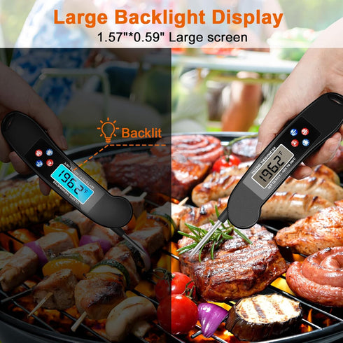 Digital Talking Thermometer - Waterproof Instant Read Food Thermometer with Backlight & Probe for Cooking and Grilling