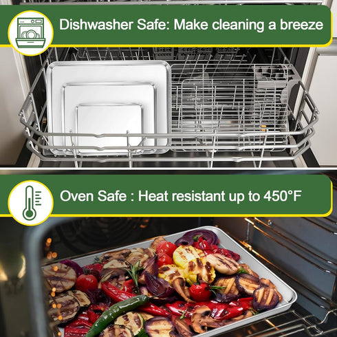 E-far Baking Sheet with Cooling Rack Set, 3 Pans + 3 Racks, Stainless Steel Cookie Sheets for Oven