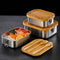 Premium Stainless Steel Bento Lunch Box, Eco-Friendly 28 oz Food Container with Leak-Proof Bamboo Lid and Cutlery