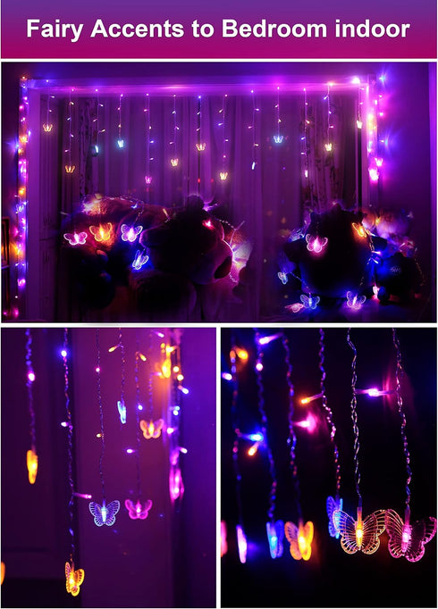 120 19.7FT Butterfly Fairy Lights for Bedroom Curtain Ceiling Wall Decor USB Plug-in Led Twinkle String Light