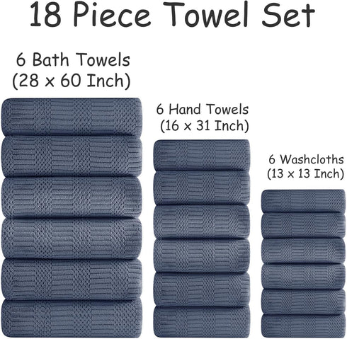 18 Set-6 Sheets,6 Towels,6 Set Pcs Purple Blue Family Towels Bath Hand Washcloths Soft Polyester Towels Absorbent