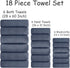 18 Set-6 Sheets,6 Towels,6 Set Pcs Purple Blue Family Towels Bath Hand Washcloths Soft Polyester Towels Absorbent