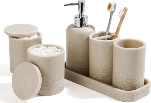 Bathroom Accessories Set, 6-Piece Bathroom Accessory Set, Toothbrush Holders Set, Soap Dispenser,