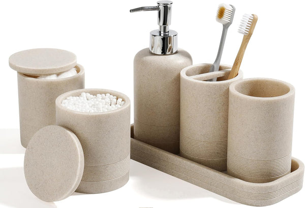 Bathroom Accessories Set, 6-Piece Bathroom Accessory Set, Toothbrush Holders Set, Soap Dispenser,