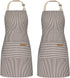 NLUS 2 Pack Cooking Aprons for Women with Pockets, Adjustable Kitchen Bib Aprons (Brown Pinstripes)