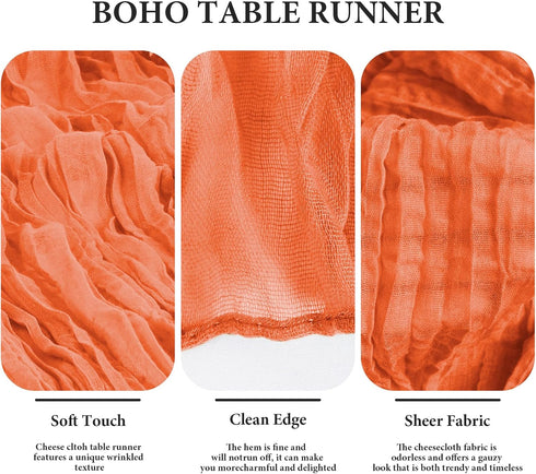 8 Pack 10FT 35x120 Inch Orange Easter Cheesecloth Table Runner Gauze Rustic Wedding Cheese Cloth Table Runners