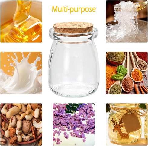 Brajttt 3.4 oz Lids,48 Small Glass Jar with Cork pcs Mini Glass Bottles,Spell Jars with Twine and Labels,Pudding Yogurt