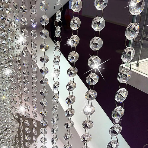 KIPETTO 33ft Acrylic Crystal Beads Garland 14mm Chandelier Gem Beads Chain Hanging Crystals
