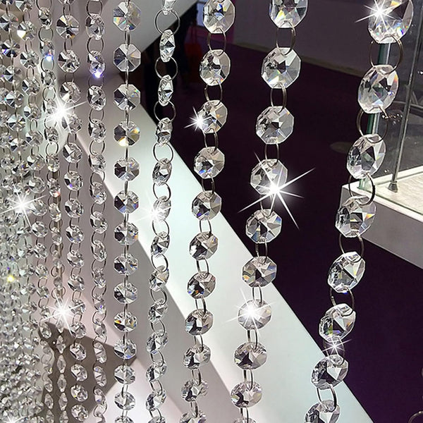 KIPETTO 33ft Acrylic Crystal Beads Garland 14mm Chandelier Gem Beads Chain Hanging Crystals
