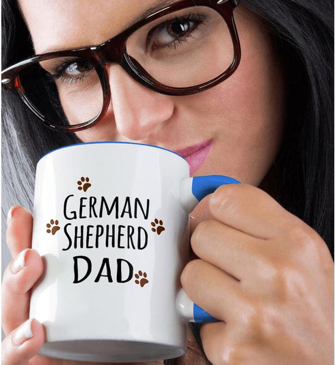 3dRose German Shepherd Dog Dad Mug - 11 oz, Brown