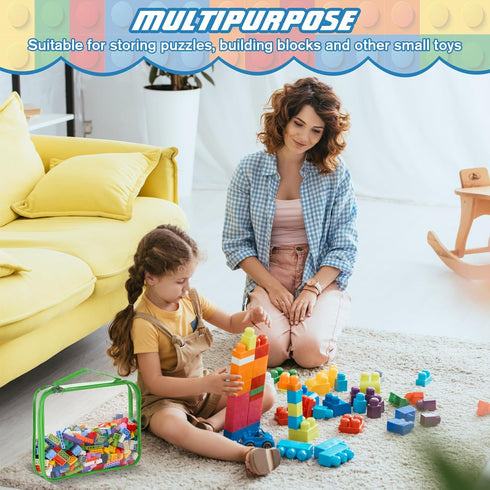Sanwuta 6 Packs Waterproof Toy Storage Bags, PVC Organizing Bags with Zipper for Board Games, Building Blocks, Puzzles,