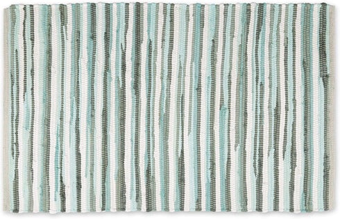 DII Chindi Home Collection Cotton Handwoven Slim Stripe Area Rag Rug - 2x3', Aqua