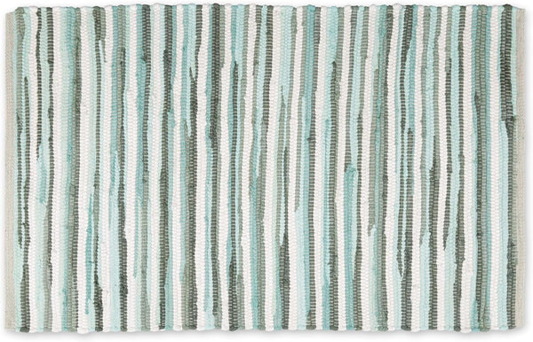 DII Chindi Home Collection Cotton Handwoven Slim Stripe Area Rag Rug - 2x3', Aqua