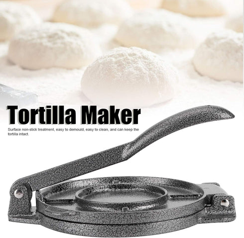 Tortilla Maker, Multifunctional Easy to Clean Non-Stick Heavy-Duty Cast Iron Kitchen Accessory, Gray for Home and