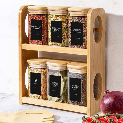 140PCS Black Minimalist Spice Labels for Jars, Waterproof Oil Resistant Stickers for Kitchen Pantry Containers