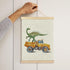 Set 2, 12x16 Inches BCUANGD Dinosaur and Construction Truck Wall Decor - Dinosaur Dino Poster Hanger with Wood Frames