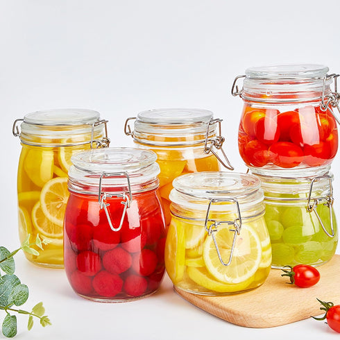 Glass Jars with Airtight Lid 24 Oz (Set of 2), Wide Mouth Mason Storage Canisters for Coffee, Sugar, Nuts, Spice,