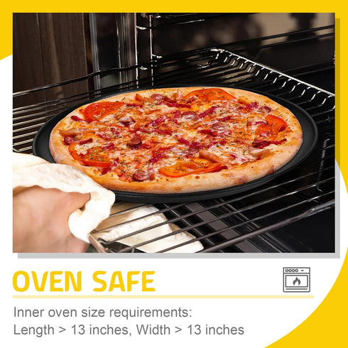 P&P CHEF Set of 2 12 Inch Non-Stick Pizza Pans, Round Bakeware for Oven, Sturdy Stainless Steel Core