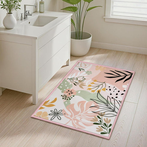 2x3 Joiedomi Door Mat Indoor Entrance Machine Washable Art Floral Small Rugs for Entryway Non-Slip Rubber Backing Bath