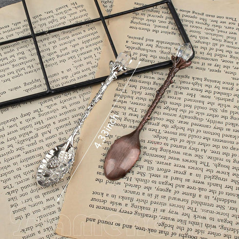 Framendino 50 Pack Retro Vintage Crystal Alloy Coffee Spoons for Home Kitchen Office