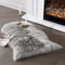 SERISSA Faux Sheepskin Fur Area Rug Grey, Small Fuzzy Rug for Bedroom Floor Sofa Living Room Decor 2x3 Feet