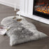 SERISSA Faux Sheepskin Fur Area Rug Grey, Small Fuzzy Rug for Bedroom Floor Sofa Living Room Decor 2x3 Feet