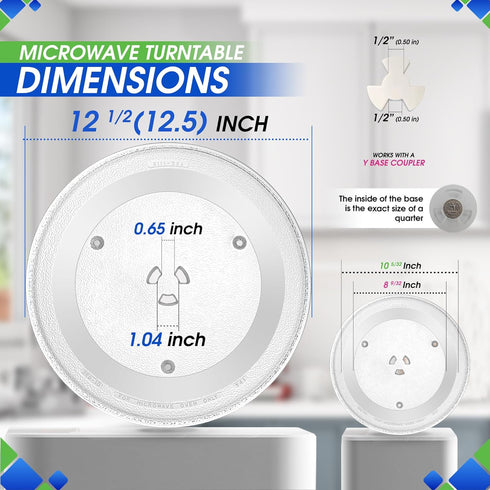 Microwave Plate Replacement 12.5” for GE WB39X10003, Samsung DE74-20015G Microwave Glass Plate - Rotating Glass