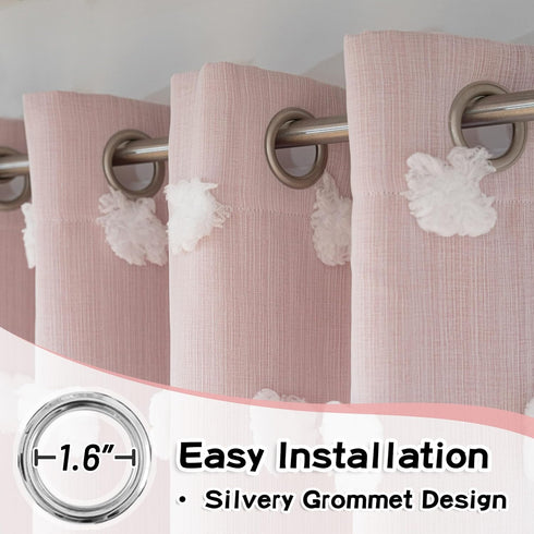 84 Inches Grommet 52 84 Inch MYSKY HOME Pink Curtains for Girls Bedroom Long Blackout Nursery Curtains Double Layer Pom
