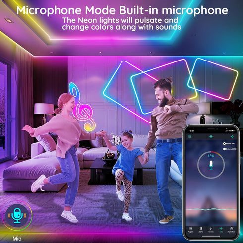 FBZ 32.8Ft IP65 Led Rope Lights, Flexible Neon Lights Control with App/Remote, Multiple Modes, Outdoor RGB Waterproof