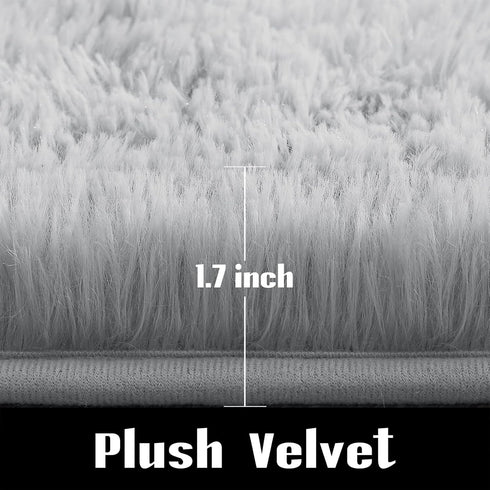 Jelymark Super Soft Shaggy Rug for Bedroom, 4x5.9 Feet Fluffy Carpet for Living Room, Grey Indoor Rug