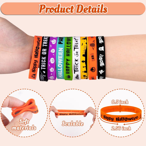 144pcs Moon Boat Halloween Party Favors for Kids Silicone Bracelets Bulk, Trick or Treat Toys, Goodie Bag Stuffers