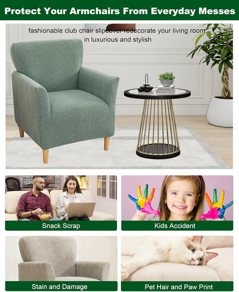 1 Sofa,29 CRFATOP Stretch Piece Chair Covers with Arms Jacquard Accent Chair Cover Armchair Flower Soft Banquet