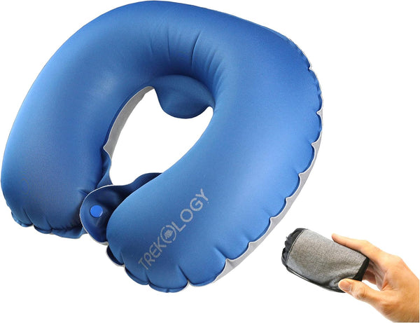 TREKOLOGY Inflatable Neck Pillow for Travel, Ergonomic Design for Comfort and Support