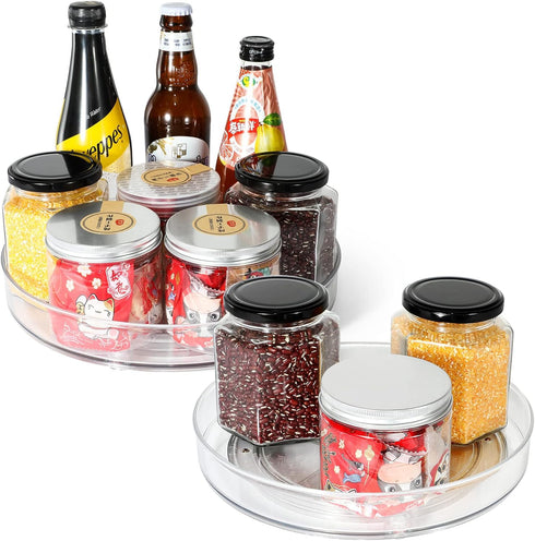 Lazy Susan Condiments Organizer, Spice Rack Storage Turntable for Cabinet, Fridge, Countertop, Pantry, Bathroom, Round