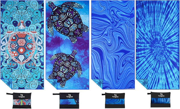 Yongoes 4 Pack Microfiber Lightweight Thin Beach Towel Sand Free Quick Dry