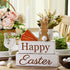 5PCs Easter Decorations: Happy Rustic Easter Wooden Bunny Carrot Table Signs, Cute Carrots Bunny Shaped Holiday Home