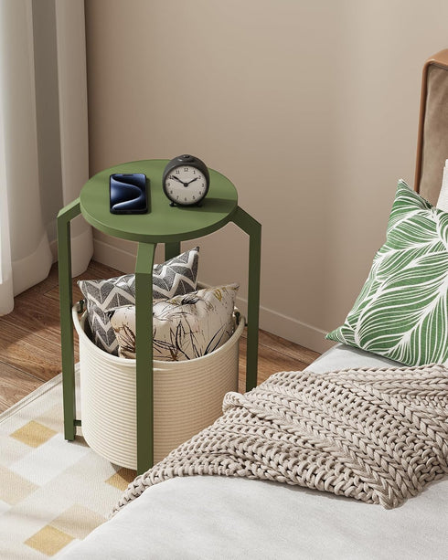 TB01BOG092 TUTOTAK Small Side Table, Round End Table, Night Stand, Bedside Table, Sofa Table with Storage Basket
